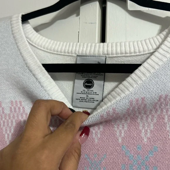 Hello Kitty Pastel Pink and White Sweater - Picture 2 of 4